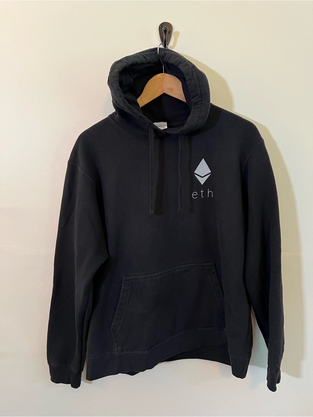 Ethereum ETH Crypto Hoodie Mens L Black Pullover Cryptocurrency Blockchain Logo